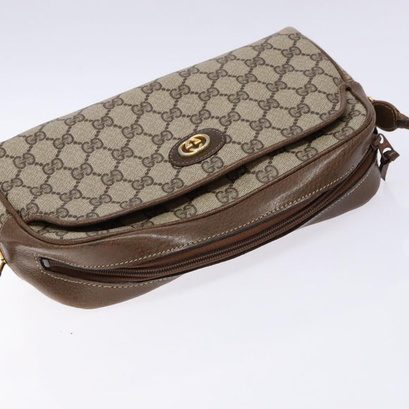 GUCCI GG Supreme Web Sherry Line Shoulder Bag PVC Beige Gold Auth sw1153