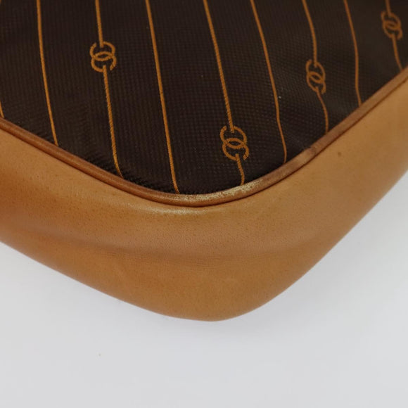 GUCCI Shoulder Bag Canvas Dark Brown Gold Auth sw1154