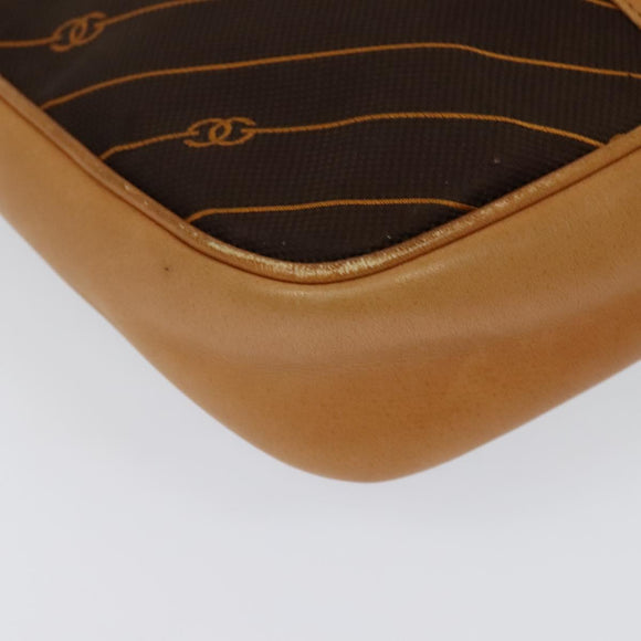 GUCCI Shoulder Bag Canvas Dark Brown Gold Auth sw1154