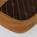 GUCCI Shoulder Bag Canvas Dark Brown Gold Auth sw1154-16