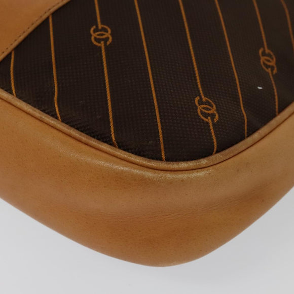 GUCCI Shoulder Bag Canvas Dark Brown Gold Auth sw1154