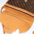 GUCCI Shoulder Bag Canvas Dark Brown Gold Auth sw1154-10