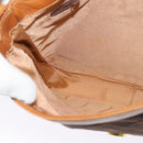 GUCCI Shoulder Bag Canvas Dark Brown Gold Auth sw1154-18