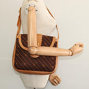 GUCCI Shoulder Bag Canvas Dark Brown Gold Auth sw1154-20