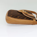 GUCCI Shoulder Bag Canvas Dark Brown Gold Auth sw1154-4