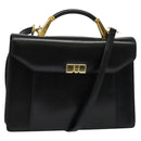 BALLY Hand Bag Leather 2way Black Gold Auth sw1155-1