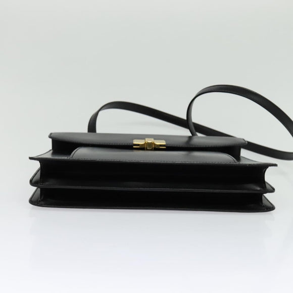 BALLY Hand Bag Leather 2way Black Gold Auth sw1155