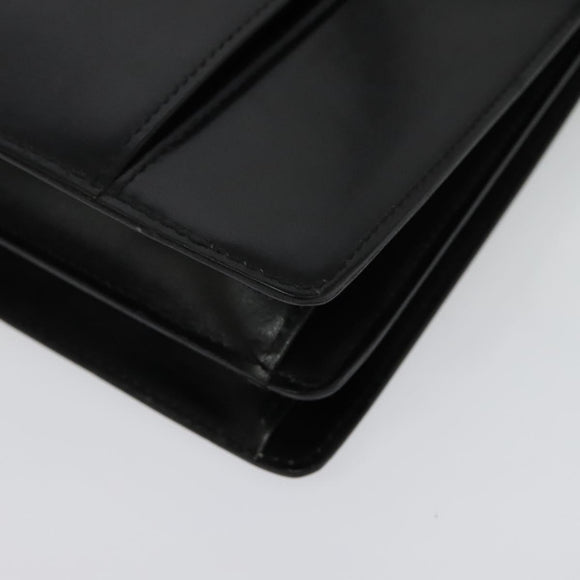 BALLY Hand Bag Leather 2way Black Gold Auth sw1155