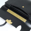 BALLY Hand Bag Leather 2way Black Gold Auth sw1155-17