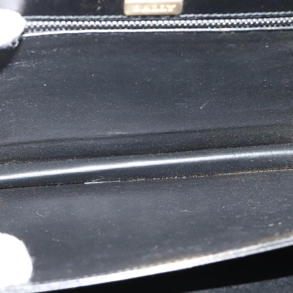 BALLY Hand Bag Leather 2way Black Gold Auth sw1155