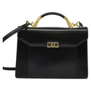 BALLY Hand Bag Leather 2way Black Gold Auth sw1155-2
