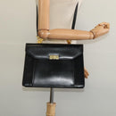 BALLY Hand Bag Leather 2way Black Gold Auth sw1155-24