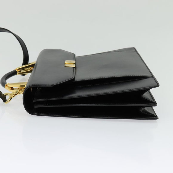BALLY Hand Bag Leather 2way Black Gold Auth sw1155
