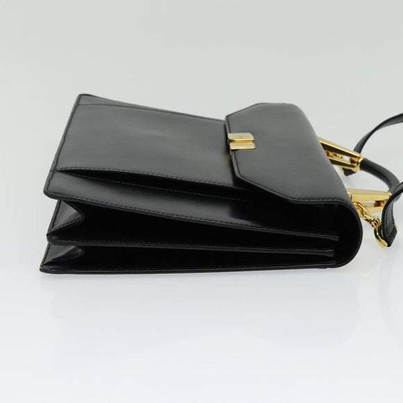 BALLY Hand Bag Leather 2way Black Gold Auth sw1155