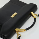 BALLY Hand Bag Leather 2way Black Gold Auth sw1155-6