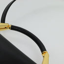 BALLY Hand Bag Leather 2way Black Gold Auth sw1155-8