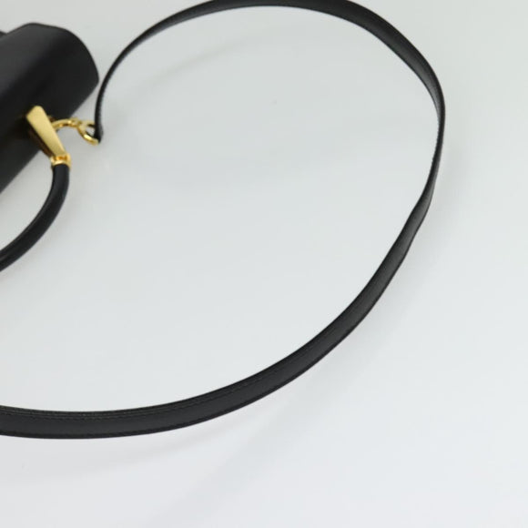 BALLY Hand Bag Leather 2way Black Gold Auth sw1155