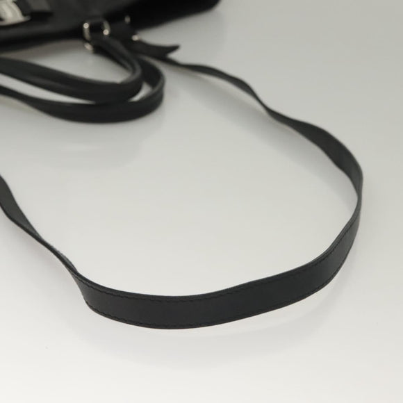 Salvatore Ferragamo Hand Bag Leather 2way Black Silver Auth sw1160