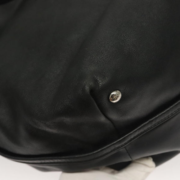 Salvatore Ferragamo Hand Bag Leather 2way Black Silver Auth sw1160