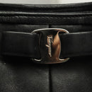 Salvatore Ferragamo Hand Bag Leather 2way Black Silver Auth sw1160-19