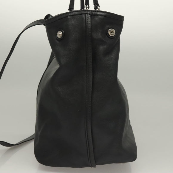 Salvatore Ferragamo Hand Bag Leather 2way Black Silver Auth sw1160