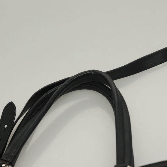 Salvatore Ferragamo Hand Bag Leather 2way Black Silver Auth sw1160