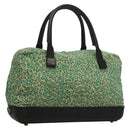 BOTTEGA VENETA Hand Bag Nylon Green Black Auth sw1162-1