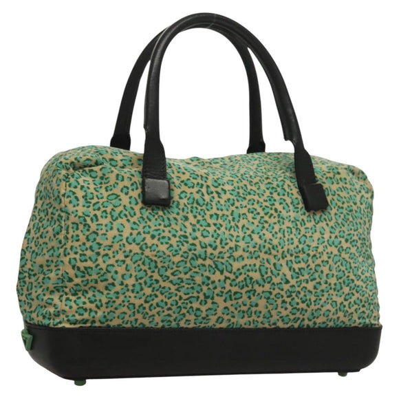 BOTTEGA VENETA Hand Bag Nylon Green Black Auth sw1162