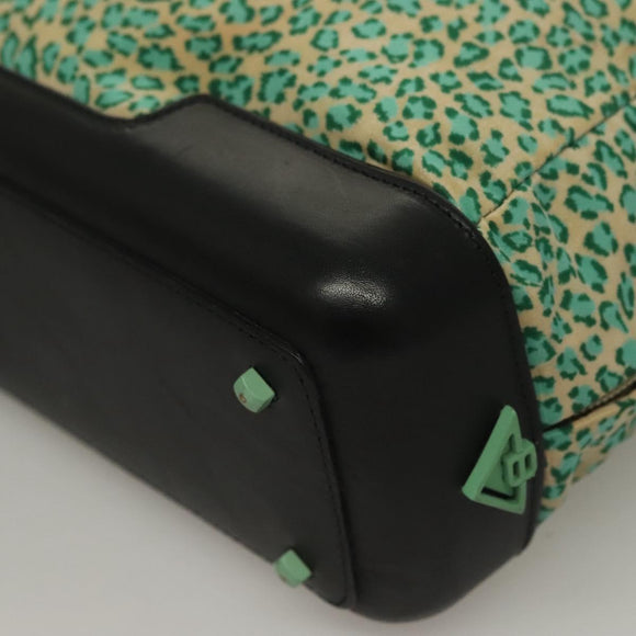 BOTTEGA VENETA Hand Bag Nylon Green Black Auth sw1162