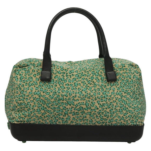 BOTTEGA VENETA Hand Bag Nylon Green Black Auth sw1162