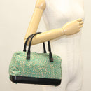 BOTTEGA VENETA Hand Bag Nylon Green Black Auth sw1162-22