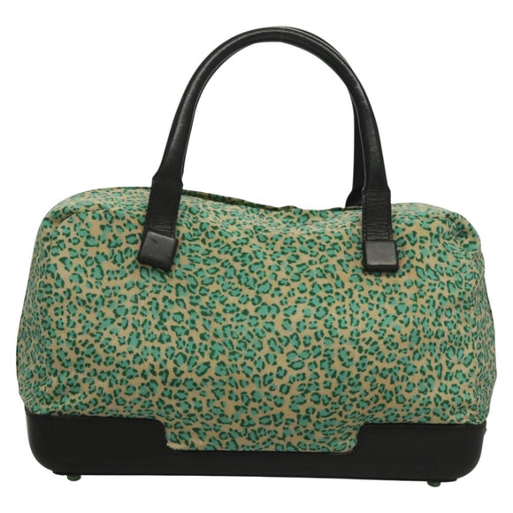 BOTTEGA VENETA Hand Bag Nylon Green Black Auth sw1162