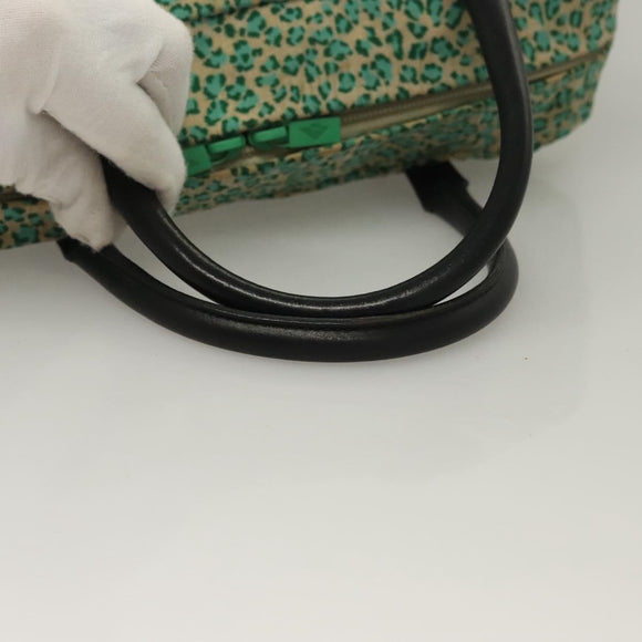 BOTTEGA VENETA Hand Bag Nylon Green Black Auth sw1162