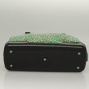 BOTTEGA VENETA Hand Bag Nylon Green Black Auth sw1162-5