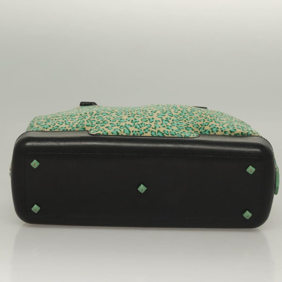 BOTTEGA VENETA Hand Bag Nylon Green Black Auth sw1162