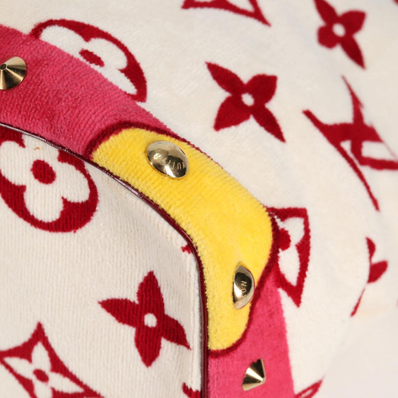 LOUIS VUITTON Cruise line Eponge Tote Bag Pile White M92096 LV Auth sw1167V