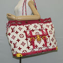 LOUIS VUITTON Cruise line Eponge Tote Bag Pile White M92096 LV Auth sw1167V-27