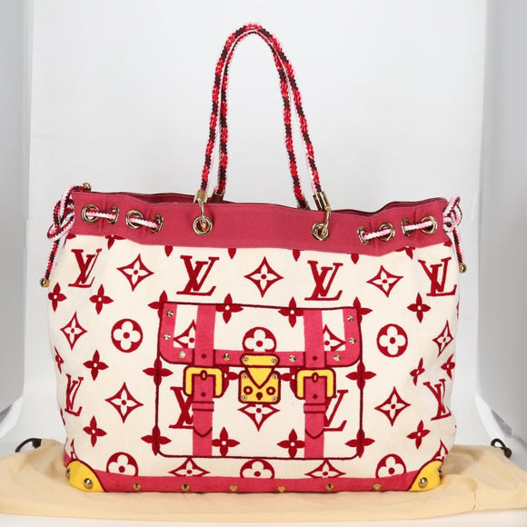 LOUIS VUITTON Cruise line Eponge Tote Bag Pile White M92096 LV Auth sw1167V