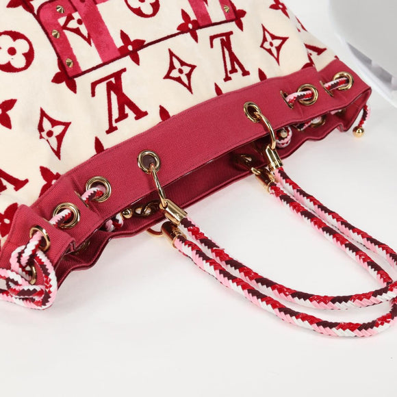 LOUIS VUITTON Cruise line Eponge Tote Bag Pile White M92096 LV Auth sw1167V