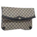 GUCCI GG Supreme Clutch Bag PVC Navy Gold 156 02 075 Auth sw1174-1