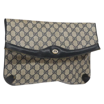 GUCCI GG Supreme Clutch Bag PVC Navy Gold 156 02 075 Auth sw1174