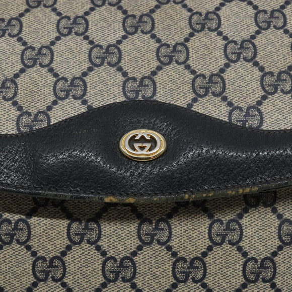 GUCCI GG Supreme Clutch Bag PVC Navy Gold 156 02 075 Auth sw1174