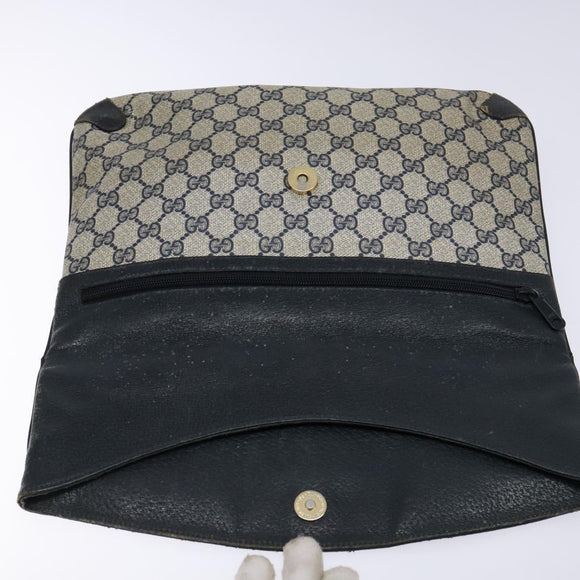 GUCCI GG Supreme Clutch Bag PVC Navy Gold 156 02 075 Auth sw1174