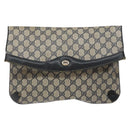 GUCCI GG Supreme Clutch Bag PVC Navy Gold 156 02 075 Auth sw1174-2