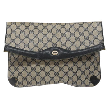 GUCCI GG Supreme Clutch Bag PVC Navy Gold 156 02 075 Auth sw1174 - 0