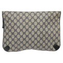GUCCI GG Supreme Clutch Bag PVC Navy Gold 156 02 075 Auth sw1174-3