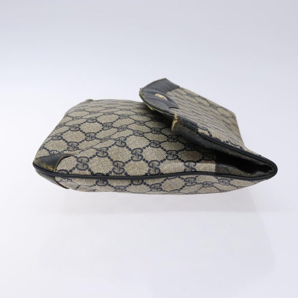 GUCCI GG Supreme Clutch Bag PVC Navy Gold 156 02 075 Auth sw1174