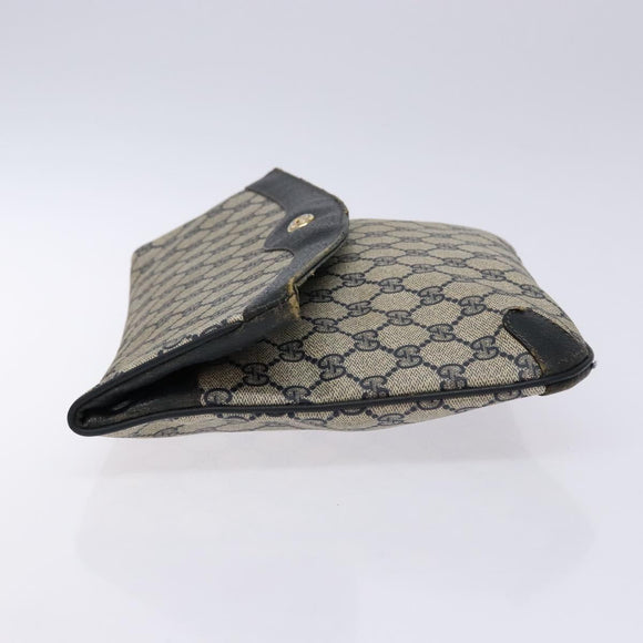 GUCCI GG Supreme Clutch Bag PVC Navy Gold 156 02 075 Auth sw1174