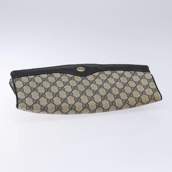 GUCCI GG Supreme Clutch Bag PVC Navy Gold 156 02 075 Auth sw1174