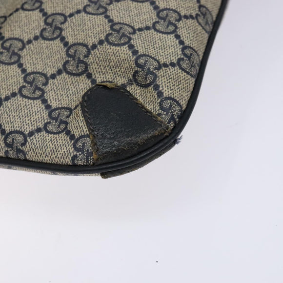 GUCCI GG Supreme Clutch Bag PVC Navy Gold 156 02 075 Auth sw1174